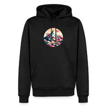 Geometric Mount Fuji - Männer Premium Bio Hoodie - Schwarz - Vorne - Nico (187cm)
