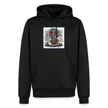 Espresso Graffiti - Männer Premium Bio Hoodie - Schwarz - Vorne - Nico (187cm)