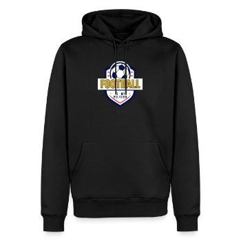 FOOTBALL IS MY RELIGION - Sweat à capuche Premium bio Homme - noir - Devant - Nico (187cm)