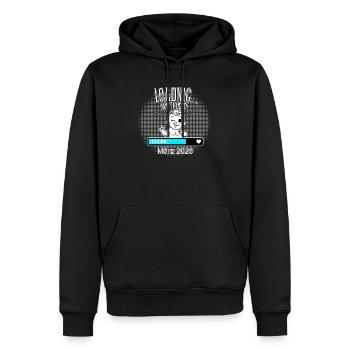 Loading Baby kommt März 2026 Schwangerschaft - Männer Premium Bio Hoodie - Schwarz - Vorne - Nico (187cm)