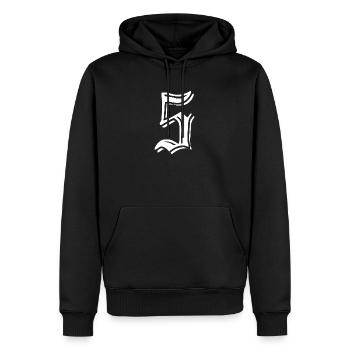 Fünf - Männer Premium Bio Hoodie - Schwarz - Vorne - Nico (187cm)