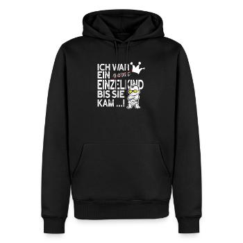 Einzelkind war gestern – Schwester kam! - Männer Premium Bio Hoodie - Schwarz - Vorne - Nico (187cm)