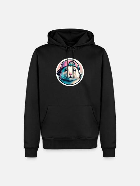 Hamster with cap in pastel - Men’s Premium Organic Hoodie - black