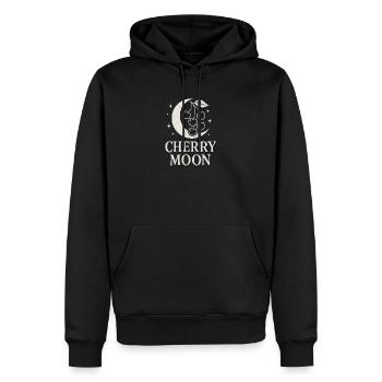 Cherry Moon – Mystik trifft Frucht (Kirsche) - Männer Premium Bio Hoodie - Schwarz - Vorne - Nico (187cm)