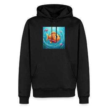 Verspielter Goldfisch in buntem Wasser - Männer Premium Bio Hoodie - Schwarz - Vorne - Nico (187cm)