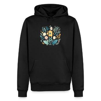 Douce floraison florale pastel - Boho Botanical - Sweat à capuche Premium bio Homme - noir - Devant - Nico (187cm)