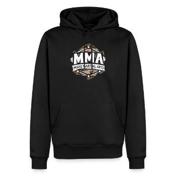Logo MMA – Conception de combattant d’arts martiaux mixtes - Sweat à capuche Premium bio Homme - noir - Devant - Nico (187cm)