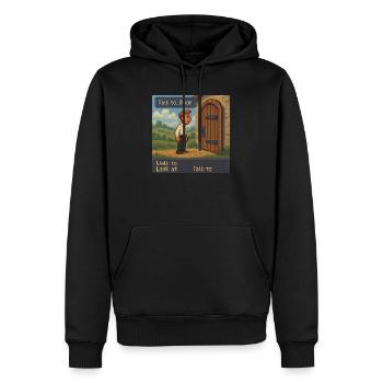 Parlez à la porte - Pixel Art Gaming - Sweat à capuche Premium bio Homme - noir - Devant - Nico (187cm)