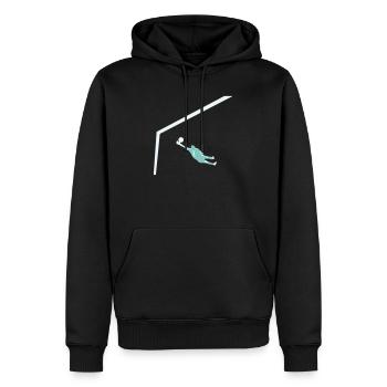 Torfrau – Keine Angst vor dem Ball, nur Mut im Tor - Männer Premium Bio Hoodie - Schwarz - Vorne - Nico (187cm)