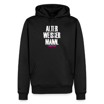 ALTER WEISSER MANN Shirt Design - Männer Premium Bio Hoodie - Schwarz - Vorne - Nico (187cm)