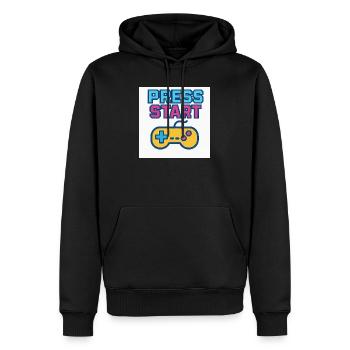Press Start Gaming Grafik Vintage - Männer Premium Bio Hoodie - Schwarz - Vorne - Nico (187cm)