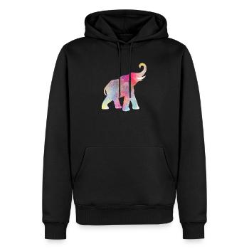 Yoga Holi Festival Inde Éléphant coloré om - Sweat à capuche Premium bio Homme - noir - Devant - Nico (187cm)