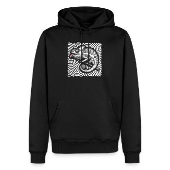 Caméléon art tribal pastel - Sweat à capuche Premium bio Homme - noir - Devant - Nico (187cm)
