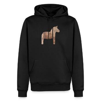 Dala Horse Wood Suède Traditionnel Scandinave - Sweat à capuche Premium bio Homme - noir - Devant - Nico (187cm)