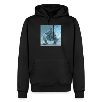 Facility Ninja – Niemand sieht mich, aber alles lä - Männer Premium Bio Hoodie - Schwarz - Vorne - Nico (187cm)