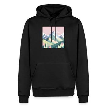 Paysage de montagne abstrait aux couleurs pastel - Sweat à capuche Premium bio Homme - noir - Devant - Nico (187cm)