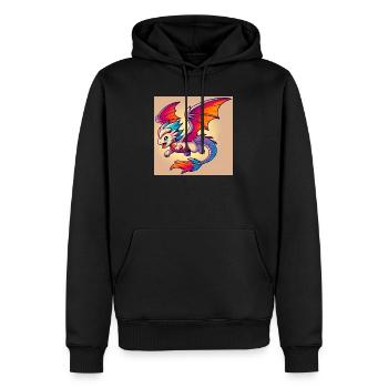 Drache - Männer Premium Bio Hoodie - Schwarz - Vorne - Nico (187cm)