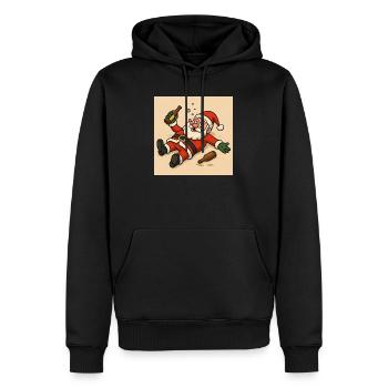 Père Noël humoristique avec bouteille à boire - Sweat à capuche Premium bio Homme - noir - Devant - Nico (187cm)