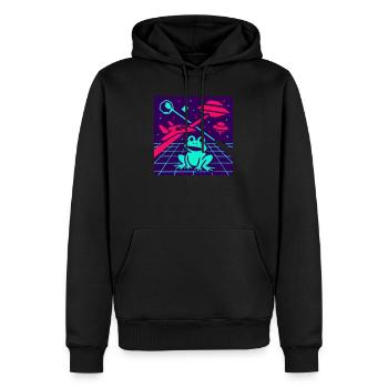 Grenouille de l’espace - Sweat à capuche Premium bio Homme - noir - Devant - Nico (187cm)