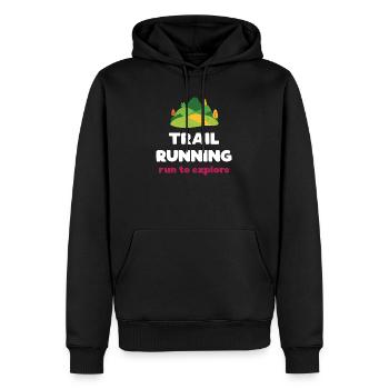 Trailrunning – Laufen, um die Welt zu erkunden - Männer Premium Bio Hoodie - Schwarz - Vorne - Nico (187cm)