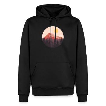 Paysage de coucher de soleil amoureux de la nature - Sweat à capuche Premium bio Homme - noir - Devant - Nico (187cm)