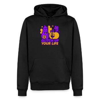 Happy Glitch Couple - Männer Premium Bio Hoodie - Schwarz - Vorne - Nico (187cm)
