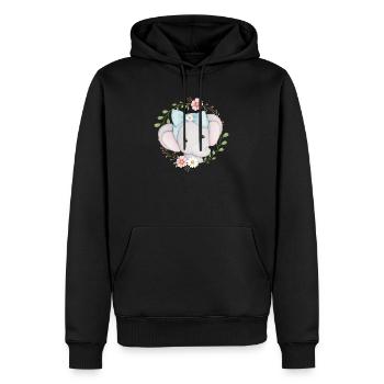 kleiner niedlicher Elefant im Blumenkranz - Männer Premium Bio Hoodie - Schwarz - Vorne - Nico (187cm)