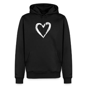 Handgezeichnertes Herz in Schwarz-Weiß - Männer Premium Bio Hoodie - Schwarz - Vorne - Nico (187cm)
