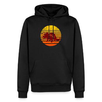 Dinosaurier Sonnenuntergang Motiv - Männer Premium Bio Hoodie - Schwarz - Vorne - Nico (187cm)