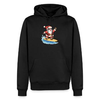 Conception de Noël Cool Santa Surfer - Sweat à capuche Premium bio Homme - noir - Devant - Nico (187cm)