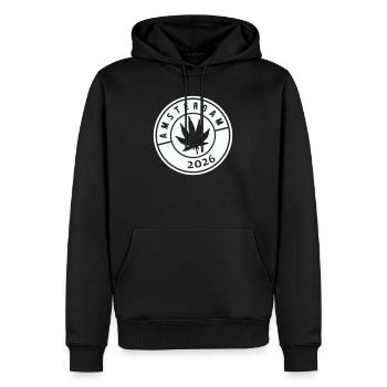 Herbe d’Amsterdam 2026 - Sweat à capuche Premium bio Homme - noir - Devant - Nico (187cm)