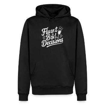 Fließend in schlechten Entscheidungen - Männer Premium Bio Hoodie - Schwarz - Vorne - Nico (187cm)
