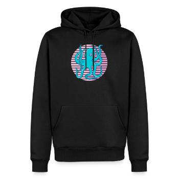Neon Oktopus Retro Meereskunst Tintenfisch - Männer Premium Bio Hoodie - Schwarz - Vorne - Nico (187cm)