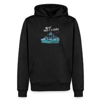 Mont Saint-Michel Blau Aquarell - Männer Premium Bio Hoodie - Schwarz - Vorne - Nico (187cm)
