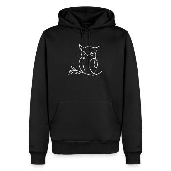 Silhouette de hibou – Motif de ligne artistique - Sweat à capuche Premium bio Homme - noir - Devant - Nico (187cm)