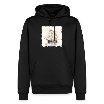 Segelschiff Aquarell Vintage - Männer Premium Bio Hoodie - Schwarz - Vorne - Nico (187cm)