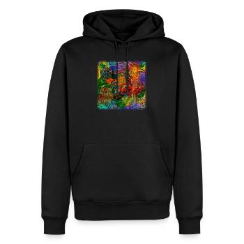 Mots & Oiseaux V2 - Sweat à capuche Premium bio Homme - noir - Devant - Nico (187cm)