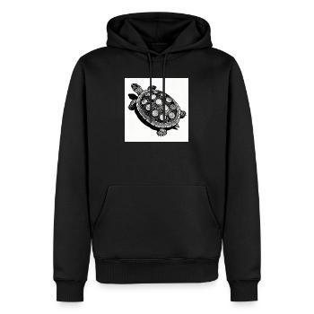 Géométrie de la tortue de pièce de monnaie - Sweat à capuche Premium bio Homme - noir - Devant - Nico (187cm)