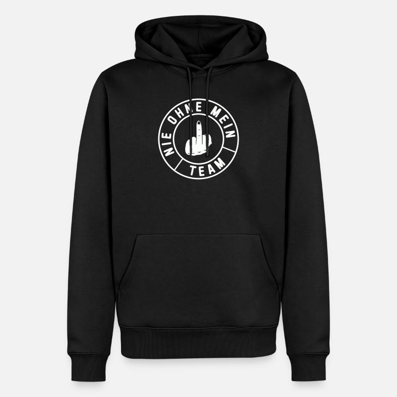 Mein Team Mittelfinger Emblem - Männer Premium Bio Hoodie - Schwarz