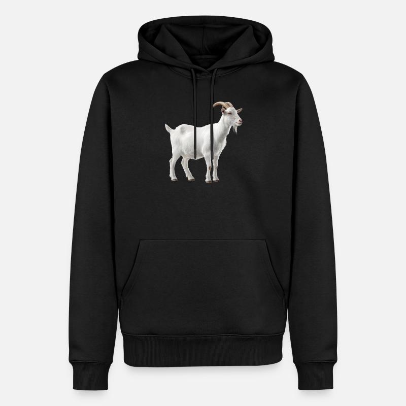 Weiße Bergziege Portrait - Männer Premium Bio Hoodie - Schwarz