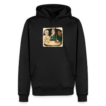 Mamie Karin - Sweat à capuche Premium bio Homme - noir - Devant - Nico (187cm)