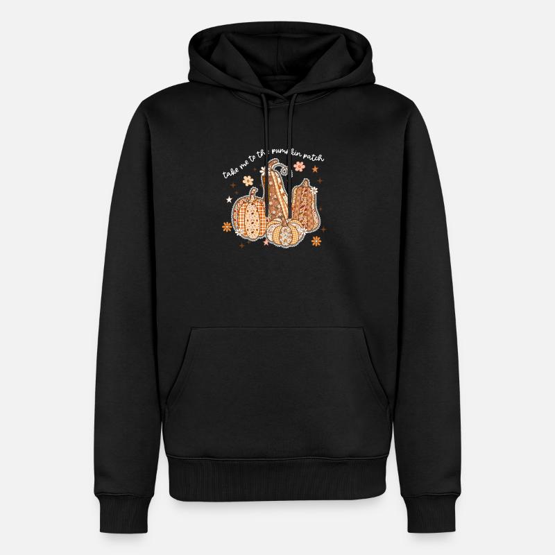 Patchwork Citrouilles Motif Automne - Sweat à capuche Premium bio Homme - noir