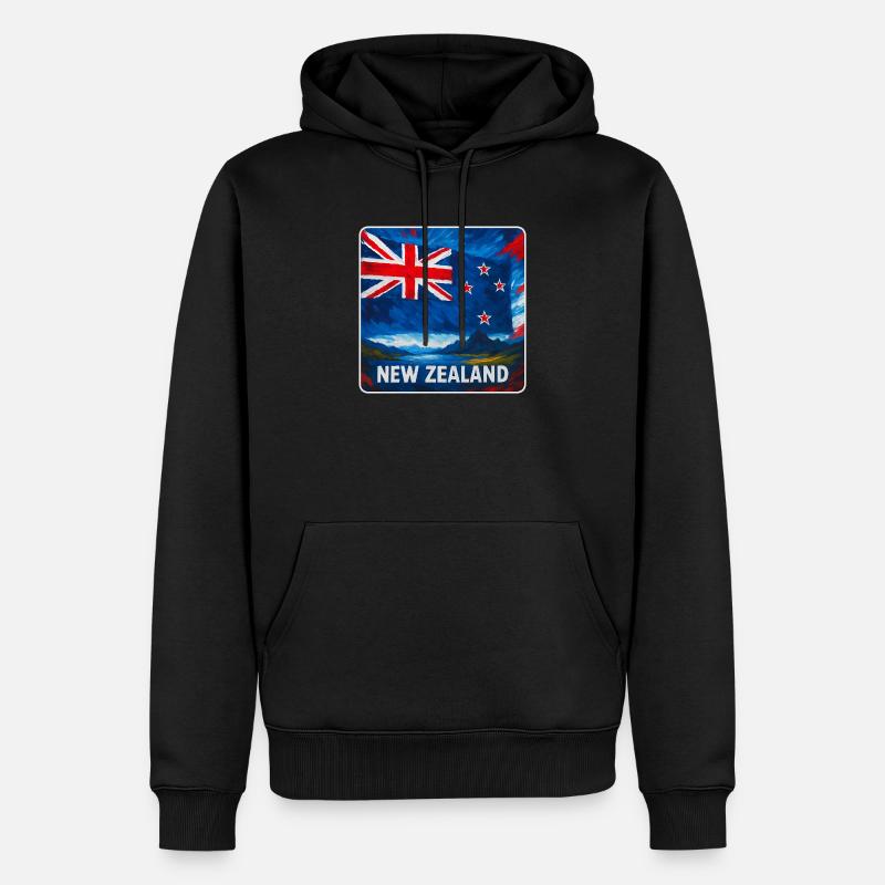 Neuseeland Flaggen Design - Männer Premium Bio Hoodie - Schwarz