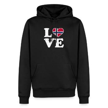Amour - Drapeau de la Norvège - Norvège - Norvège - Sweat à capuche Premium bio Homme - noir - Devant - Nico (187cm)