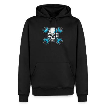Crâne de mécanicien - Sweat à capuche Premium bio Homme - noir - Devant - Nico (187cm)