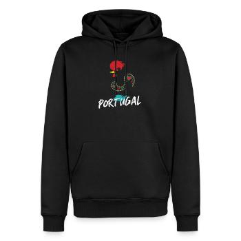 Coq de Barcelos illustration colorée Portugal - Sweat à capuche Premium bio Homme - noir - Devant - Nico (187cm)