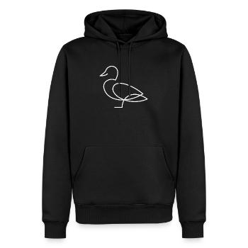 Croquis de canard – Motif animalier minimaliste - Sweat à capuche Premium bio Homme - noir - Devant - Nico (187cm)