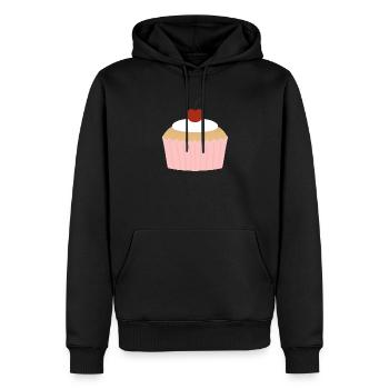 Pastellfarbener Cupcake mit Kirsche - Männer Premium Bio Hoodie - Schwarz - Vorne - Nico (187cm)
