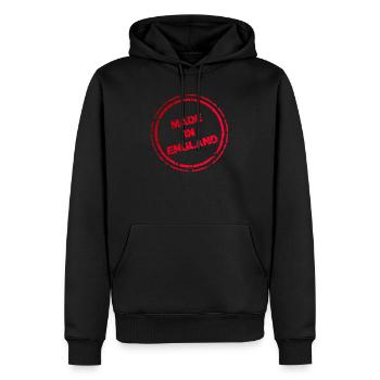 Made in England T-Shirt – Distressed Red Stambp - Sweat à capuche Premium bio Homme - noir - Devant - Nico (187cm)