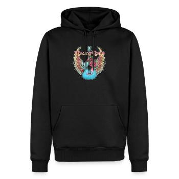 Guitare Bleue Ailes Roses Rock’n’Roll - Sweat à capuche Premium bio Homme - noir - Devant - Nico (187cm)